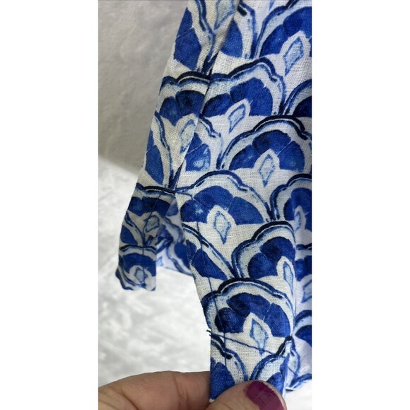 Sigrid Olsen Women's Blouse 100% Linen Blue White Size Medium NWT - Picture 4 of 7
